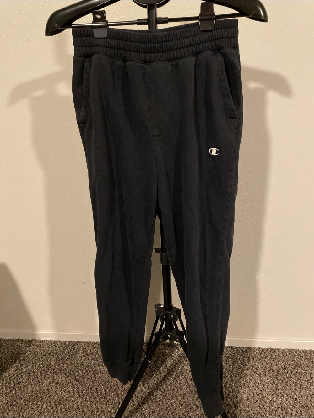 Champion Black Men's Jogger Sweatpants with Logo